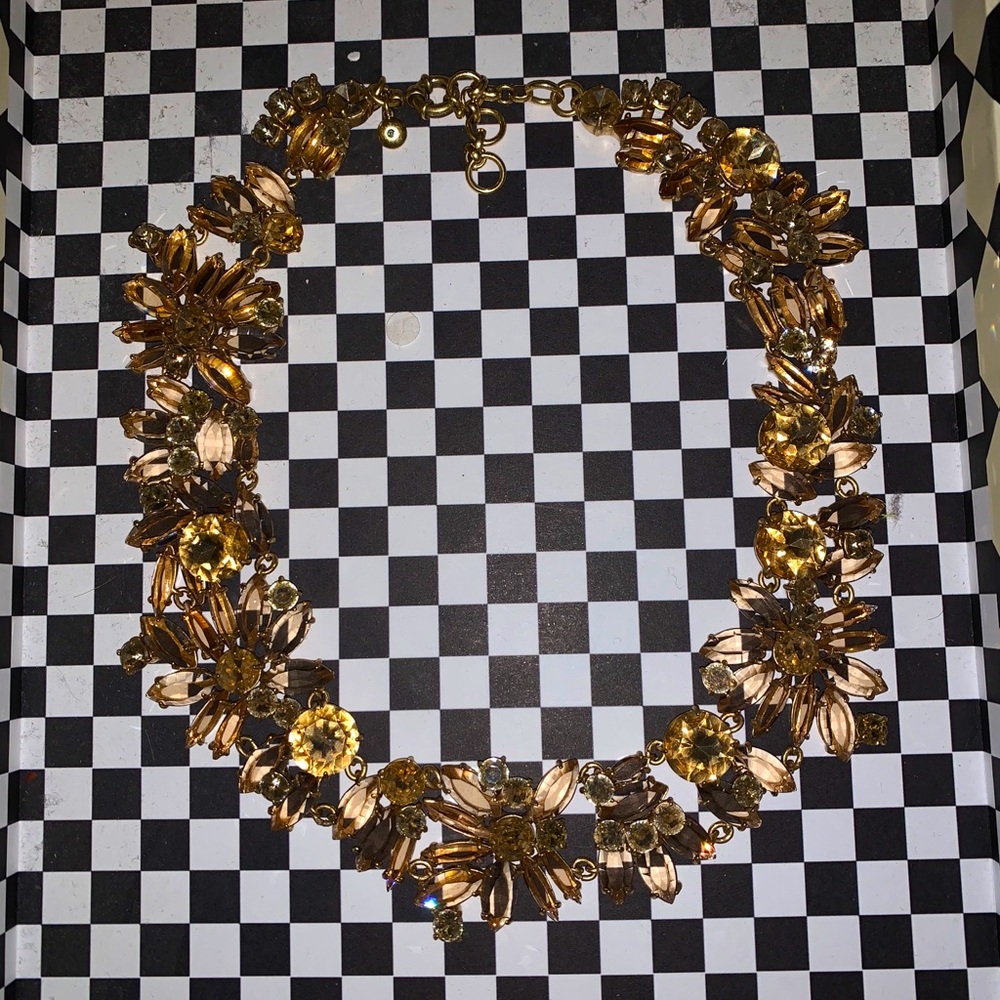 JCrew Factory Floral Statement Crystal Necklace